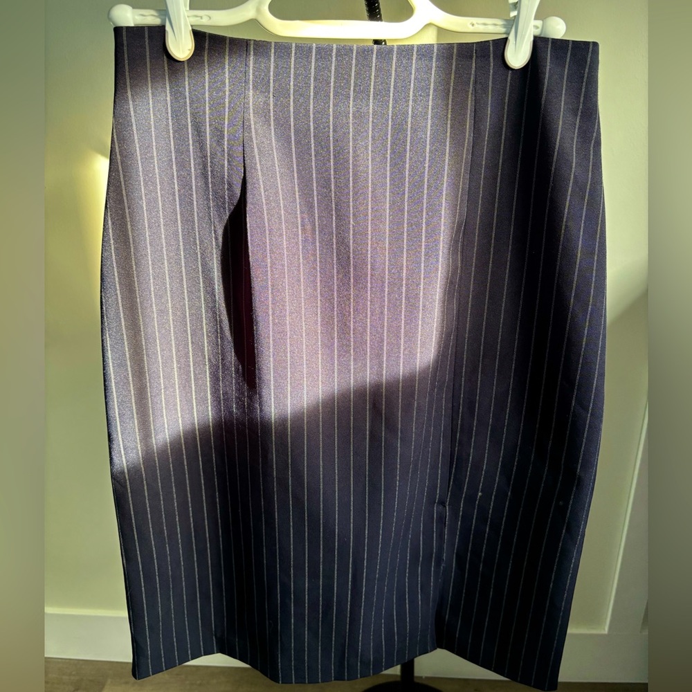 Elegant Vintage Navy Pinstripe Skirt
